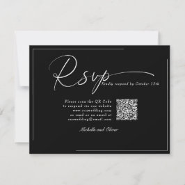 Calligraphy Classic Modern Wedding QR Code UAWG RSVP Karte