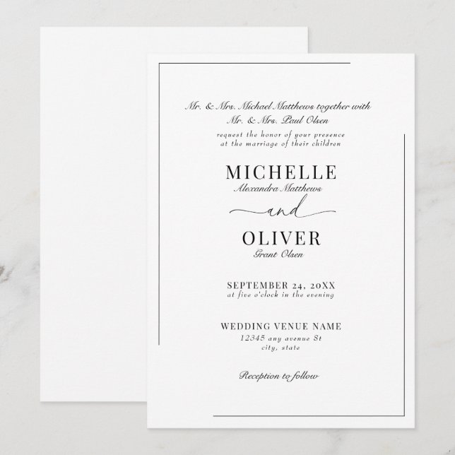 Calligraphy Classic Moderne Einladungen für Hochze (Vorne/Hinten)