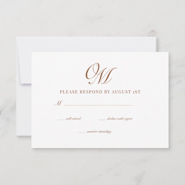 Calligraphy Classic Moderne Hochzeit RSVP Karte (Rückseite)
