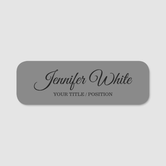 Calligraphy Elegant Bold Retro Gray Namensschild (Vorderseite)