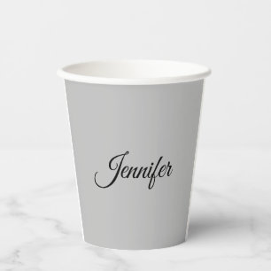 Calligraphy Elegant Bold Retro Gray Pappbecher