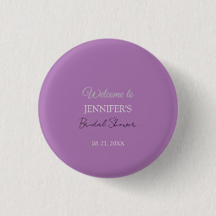 Calligraphy Elegant Lavender Welcome Brautparty Button