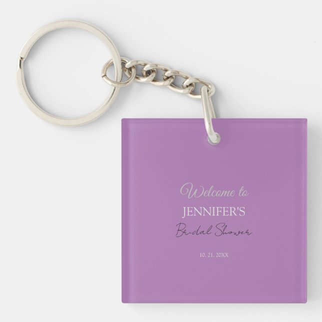 Calligraphy Elegant Lavender Welcome Brautparty Schlüsselanhänger (Vorderseite)