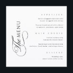 Calligraphy Elegant Square Wedding Menu Menükarte<br><div class="desc">This minimalist wedding menu will add a touch of elegance to your Wedding party decor. Simple black and white colors makes this design great for any wedding. All text is editable,  just click on 'Edit with design tool'. Corresponding day-of stationery products are also available.</div>
