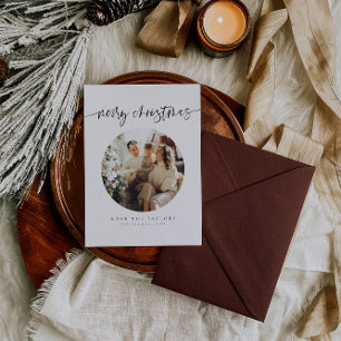 Calligraphy Family Foto Weihnachtskarte Feiertagskarte