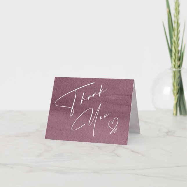 Calligraphy Floral Vielen Dank Mauve ID771 Karte (Vorderseite)
