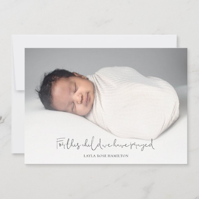 Calligraphy Foto New Baby Religious Vielen Dank Dankeskarte (Vorderseite)