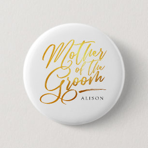 Calligraphy Gold Mutter der Groom elegant Button