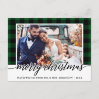 Calligraphy Green Kariert Wedding Foto Weihnachten