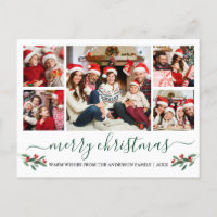 Calligraphy Green Merry Christmas Holly 5 Foto