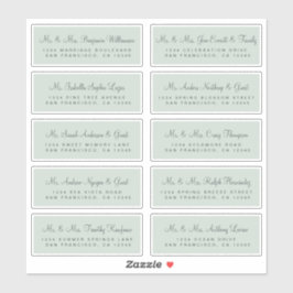Calligraphy Green Wedding Guest Address Labels