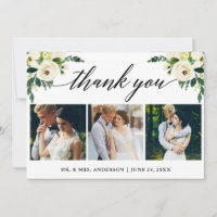 Calligraphy Green White Floral Wedding 3 Foto