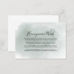 Calligraphy Green White Honeymoon Wish Begleitkarte<br><div class="desc">Diese kalligraphisch grüne,  weiße Flitterwochen-Wunschzettel ist perfekt für eine einfache Hochzeit. Das Design besticht durch einen wunderschönen schwarzen Schriftart mit Kalligrafie in einem grün-weißen Hintergrund.</div>