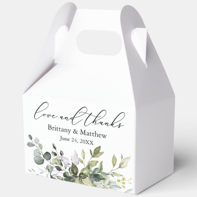Calligraphy Greenerity Wedding Liebe Danke Gable Geschenkschachtel (Vorderseite)
