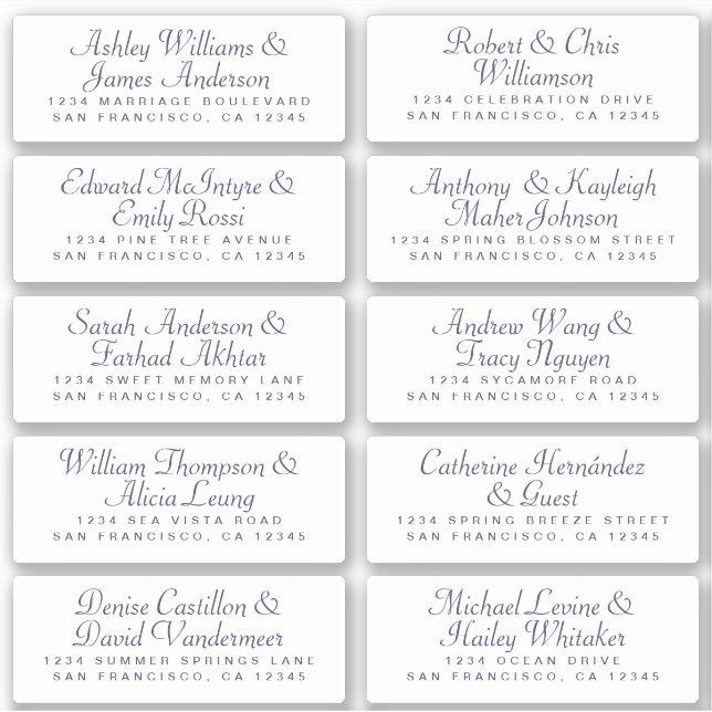 Calligraphy Guest Address Labels ORDER 6" oder 8"! (Vorderseite)