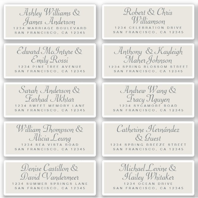 Calligraphy Guest Address Labels ORDER 6" oder 8"! (Vorderseite)