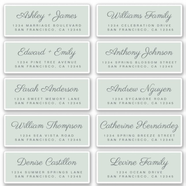 Calligraphy Guest Address Labels ORDER 6" oder 8"! (Vorderseite)