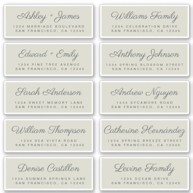 Calligraphy Guest Address Labels ORDER 6" oder 8"! (Vorderseite)