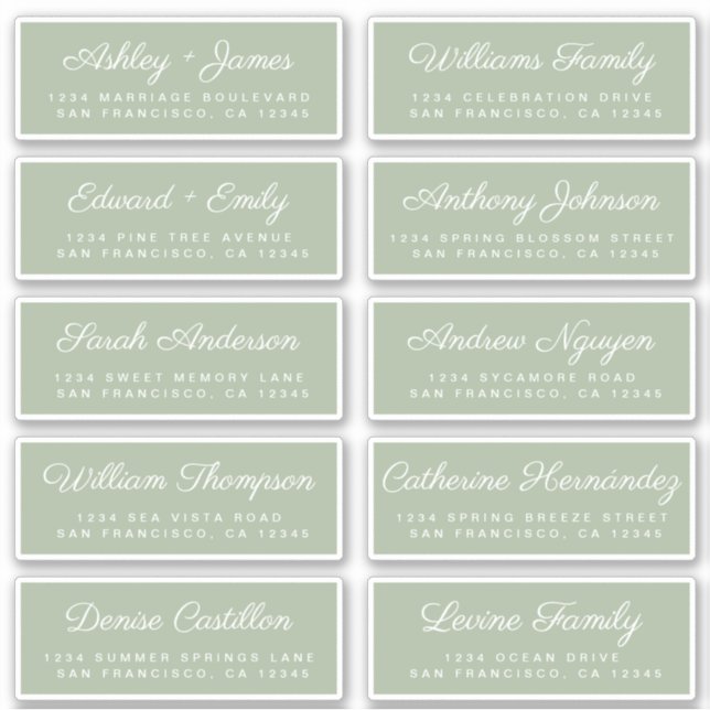 Calligraphy Guest Address Labels ORDER 6" oder 8"! (Vorderseite)