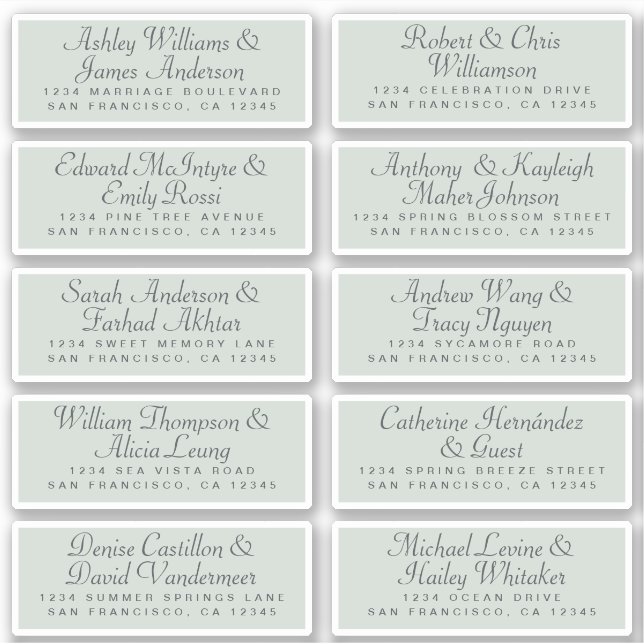 Calligraphy Guest Address Labels ORDER 6" oder 8"! (Vorderseite)