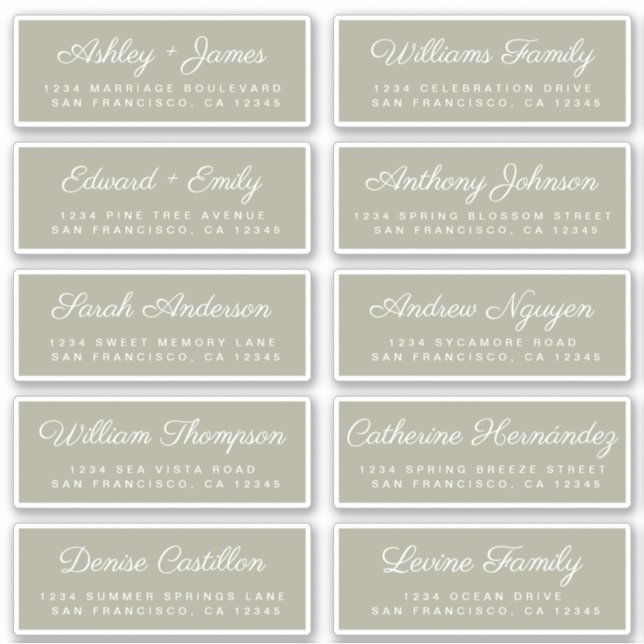 Calligraphy Guest Address Labels ORDER 6" oder 8"! (Vorderseite)