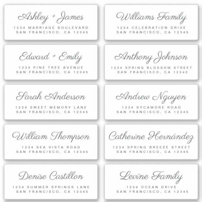 Calligraphy Guest Address Labels ORDER 6" oder 8"! (Vorderseite)
