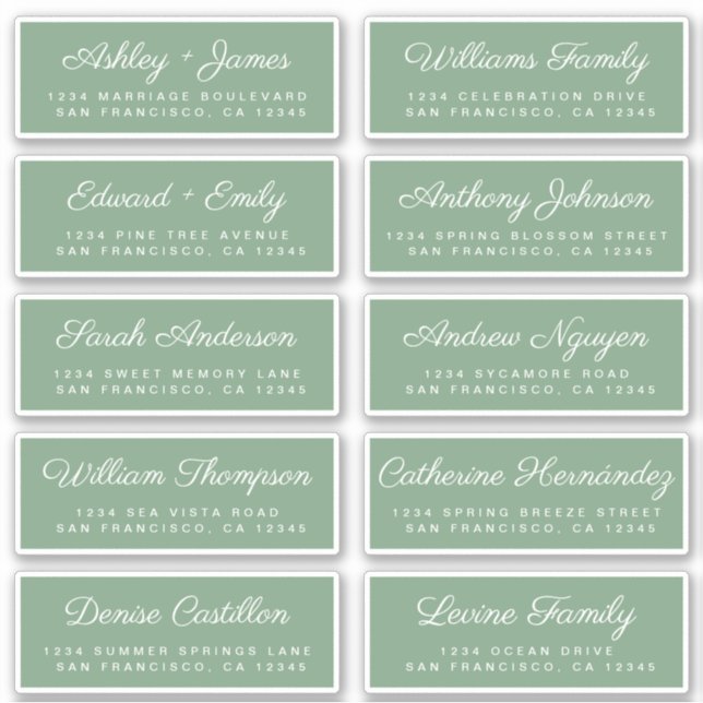 Calligraphy Guest Address Labels ORDER 6" oder 8"! (Vorderseite)