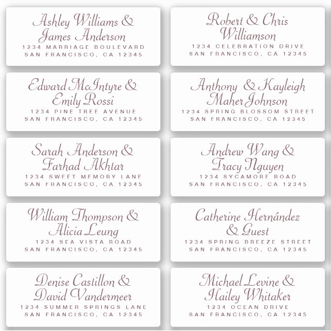 Calligraphy Guest Address Labels ORDER 6" oder 8"! (Vorderseite)