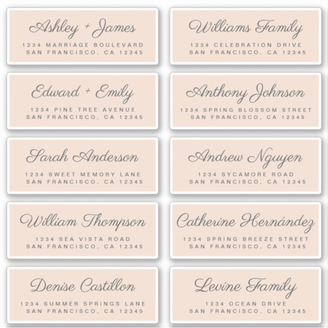 Calligraphy Guest Address Labels ORDER 6" oder 8"! (Vorderseite)
