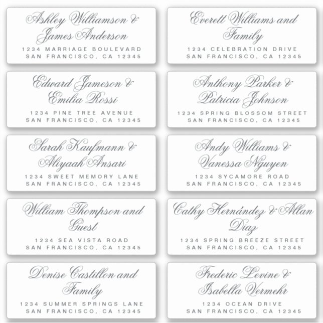 Calligraphy Guest Address Labels ORDER 6" oder 8"! (Vorderseite)