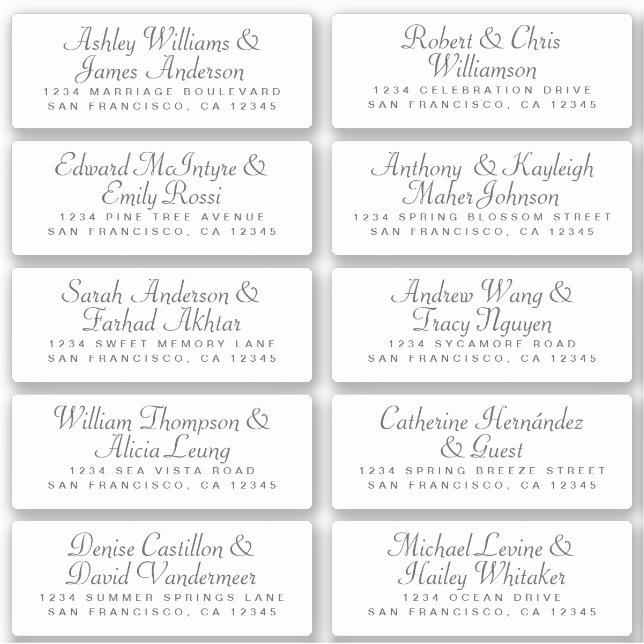 Calligraphy Guest Address Labels ORDER 6" oder 8"! (Vorderseite)