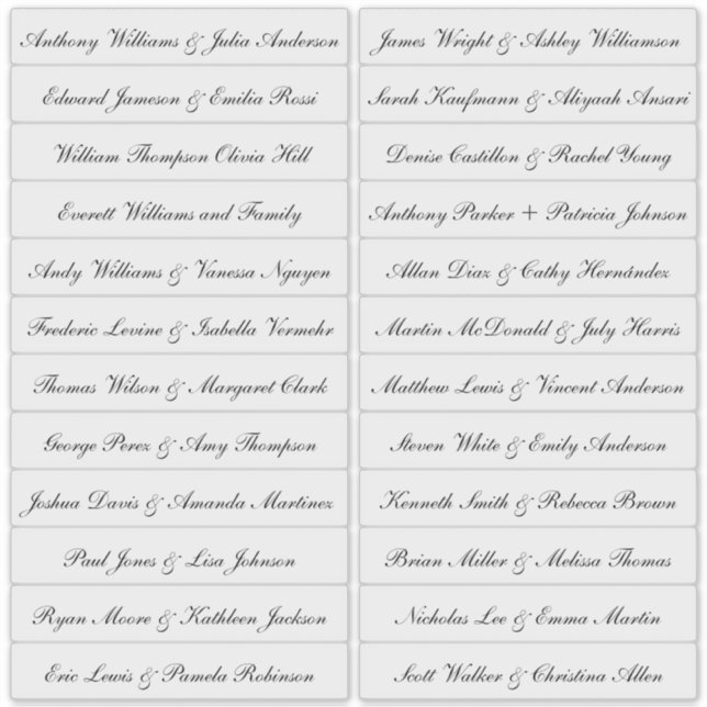 Calligraphy Guest Names Labels Transparent (Vorderseite)