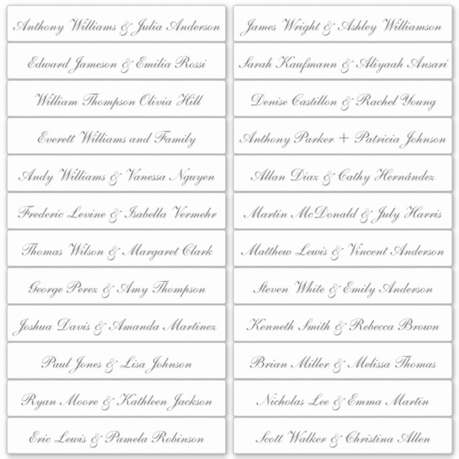 Calligraphy Guest Names Labels Transparent (Vorderseite)