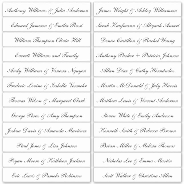 Calligraphy Guest Names Labels White (Vorderseite)