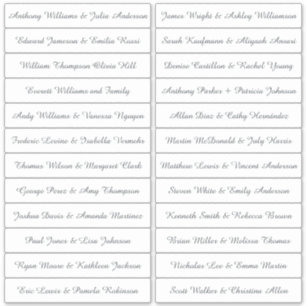 Calligraphy Guest Names Labels White