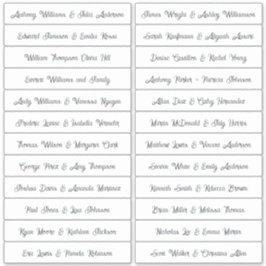Calligraphy Guest Names Labels White