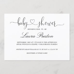 Calligraphy Handlettered Baby Shower Einladung