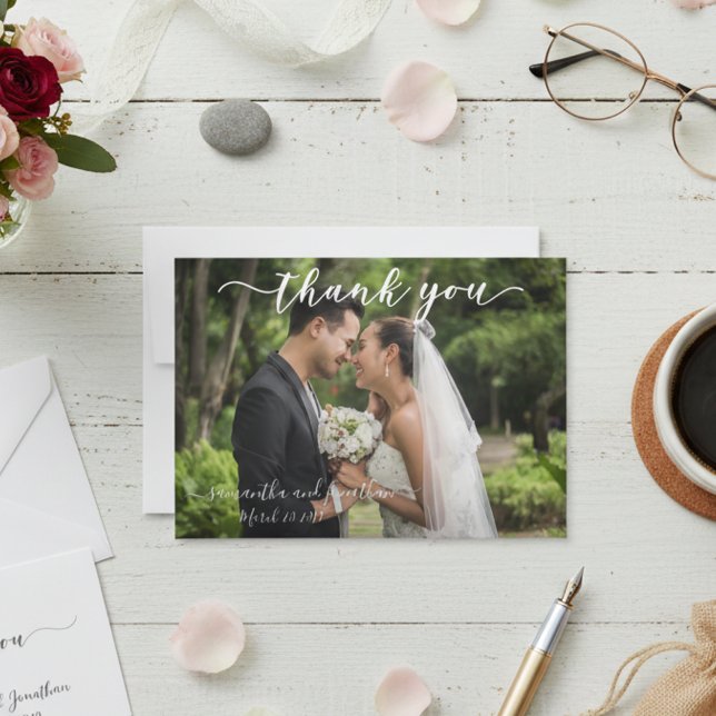 Calligraphy Handwriting Wedding Danke Foto (Von Creator hochgeladen)