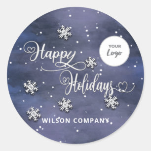 Calligraphy Happy Holidays Firmenlogo Holiday Runder Aufkleber