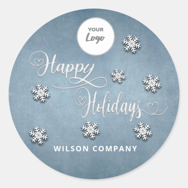 Calligraphy Happy Holidays Firmenlogo Holiday Runder Aufkleber (Vorderseite)