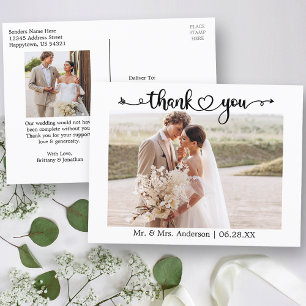 Calligraphy Heart 2 Foto Wedding Vielen Dank Postkarte