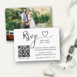 Calligraphy Heart Foto QR Wedding RSVP Begleitkarte