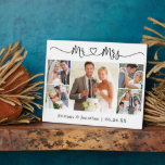 Calligraphy Heart Mr. and Mrs Wedding 5 Foto Fotoplatte<br><div class="desc">Moderne Minimalistische Einfache Kalligraphie Script Mr. and Mrs. Heart Wedding Bride and Groom 5 Foto Plaque</div>