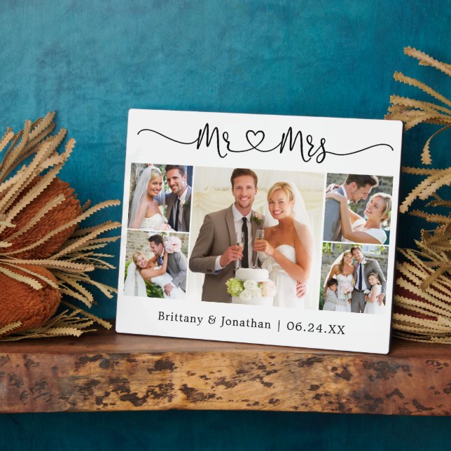 Calligraphy Heart Mr. and Mrs Wedding 5 Foto Fotoplatte (Seite)