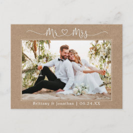 Calligraphy Heart Mr. Wedding Kraft Vielen Dank Postkarte
