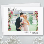 Calligraphy Heart Script Wedding Foto Dankeskarte<br><div class="desc">Modernes Minimalistisches einfaches Kalligrafie-Script-Herz Hochzeitsbrille und Gräuel-Foto Danke Karte</div>