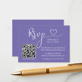 Calligraphy Heart Wedding QR UAWG Periwinkle Begleitkarte