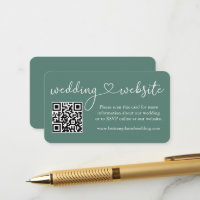Calligraphy Heart Wedding Web QR Eucalyptus Green