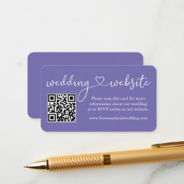 Calligraphy Heart Wedding Website QR Periwinkle Begleitkarte