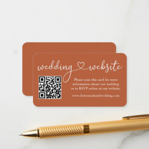 Calligraphy Heart Wedding Website QR Terracotta Begleitkarte